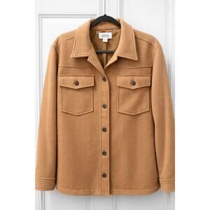 ANA A New Approach Tan Wool Blend Shirt Jacket XL Button Front Shacket Coat XL